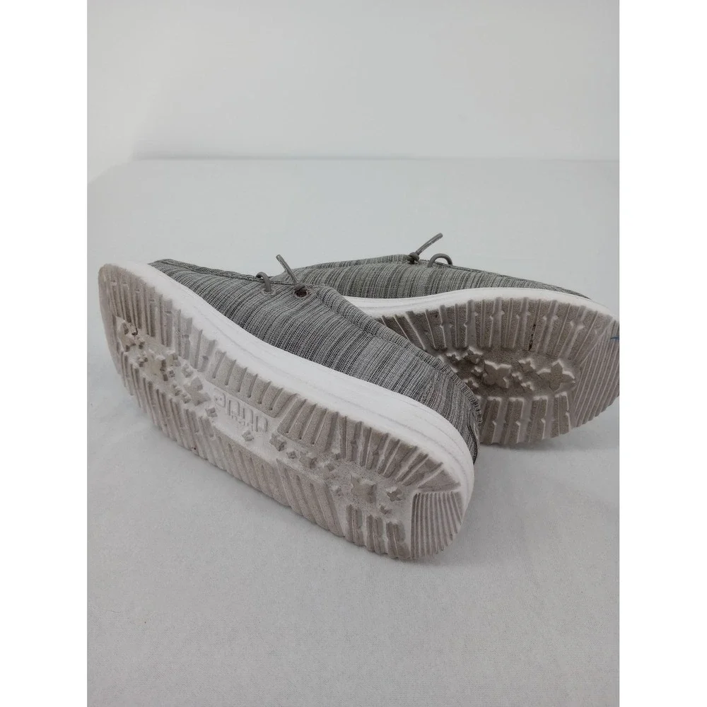 Hey Dude Wally Youth Shoes Size Y3 Grey Linen Stone Loafers